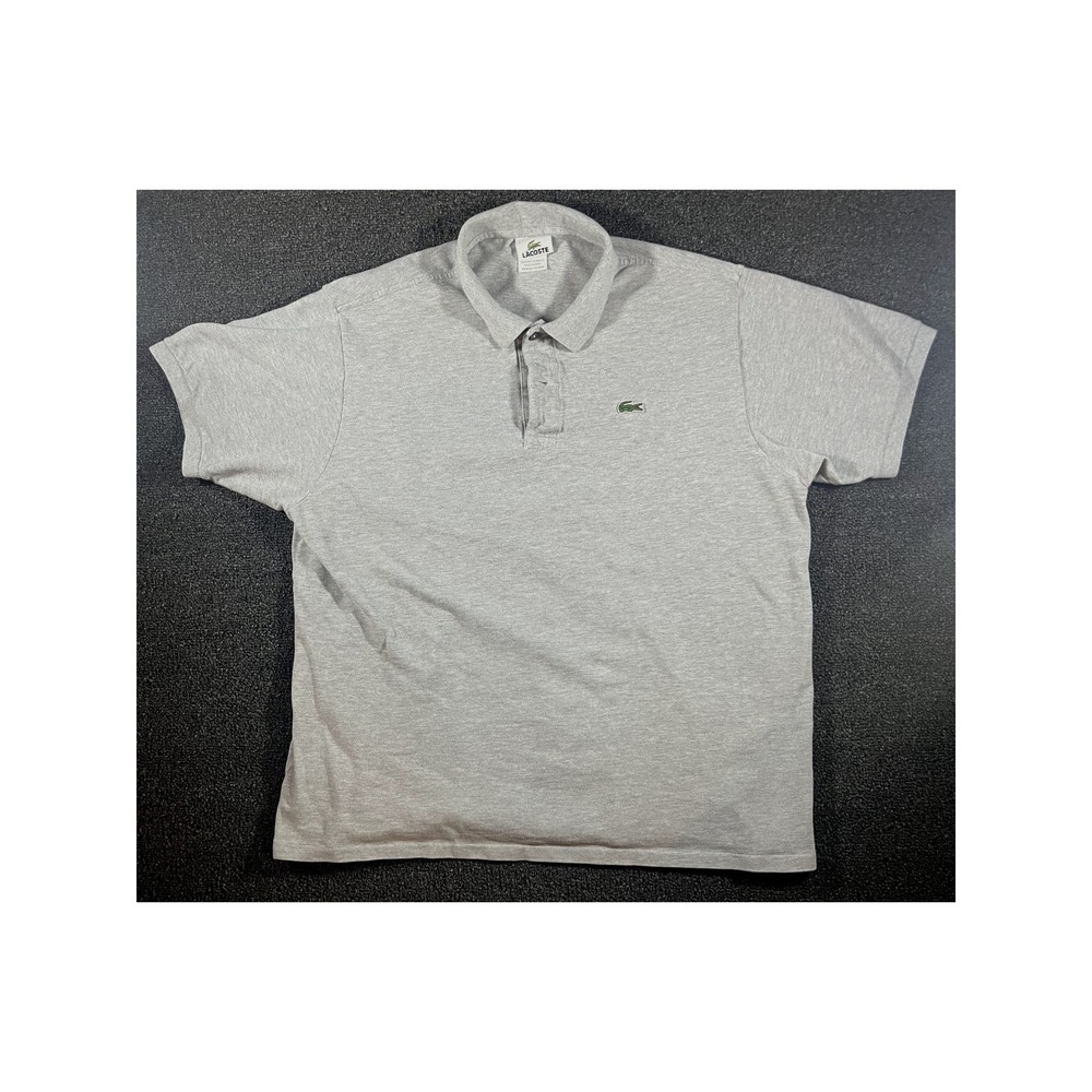 Lacoste Mens Short Sleeve Pique Polo Shirt Heather Grey Size 7 (XL) Logo Patch